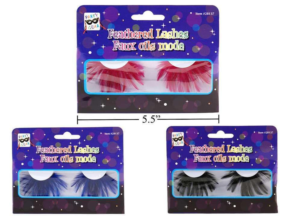 FEATHER EYELASHES ASST COLOUR