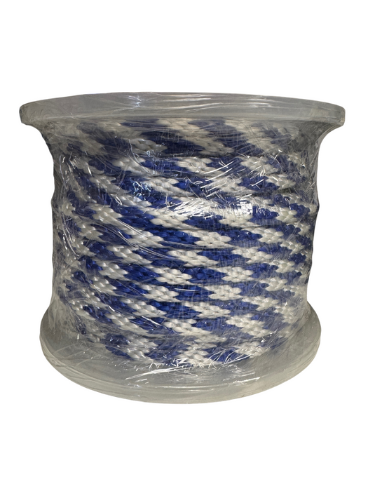 1/2IN X 150' POLYPROPYLENE - SOLID BRAID ROPE - BLUE/WHITE