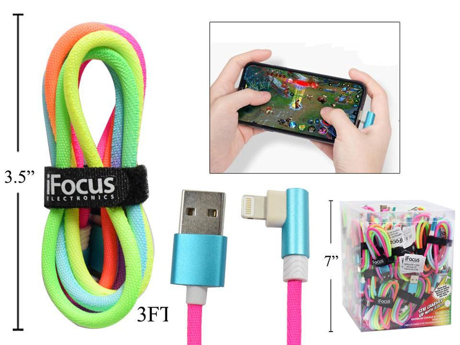 IFOCUS LIGHTNING RAINBOW COLOR, VELCRO STRAP - 3 FT