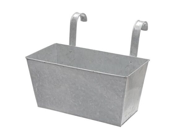 GALVANIZED METAL RECTANGLE PLANTER WITH HOOKS