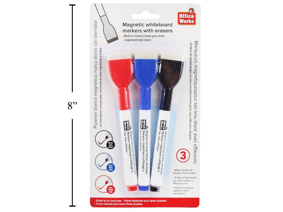 DRY ERASE MARKERS WITH BRUSH - 3 PCS