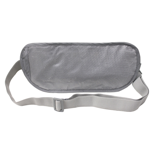 Gray waist bag with a strap on a white background