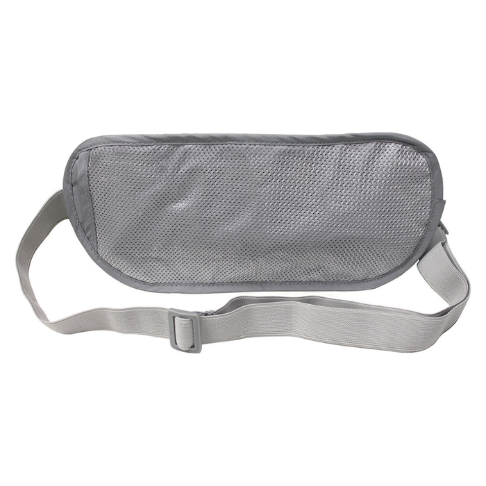 Gray waist bag with a strap on a white background