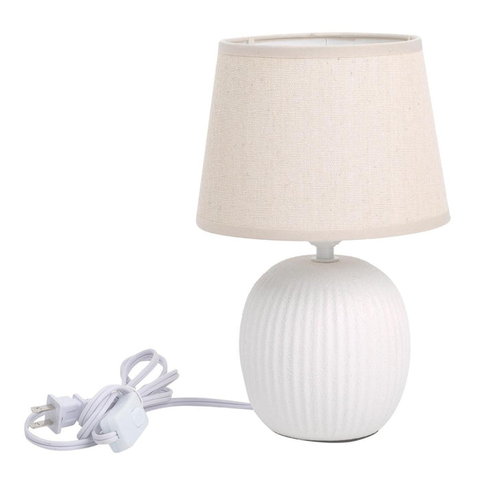 CERAMIC TABLE LAMP WITH SHADE - WHITE 10.4"
