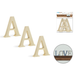 Set of wooden letters 'A' with packaging and a decorative use example on a white background.