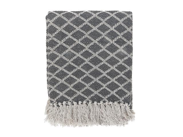 DIAMOND COTTON THROW WITH FRINGE 50X60