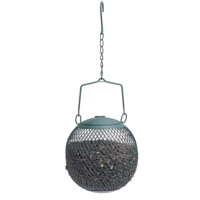 WILD BIRD FEEDER METAL MESH BALL GREEN HOLDS 1.12LB OF SUNFLOWER SEEDS