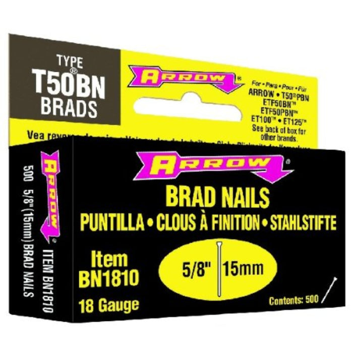 Box of Arrow Brad Nails with yellow and black packaging
