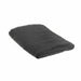 A folded black textured blanket or throw with a ribbed pattern, shown on a plain white background.