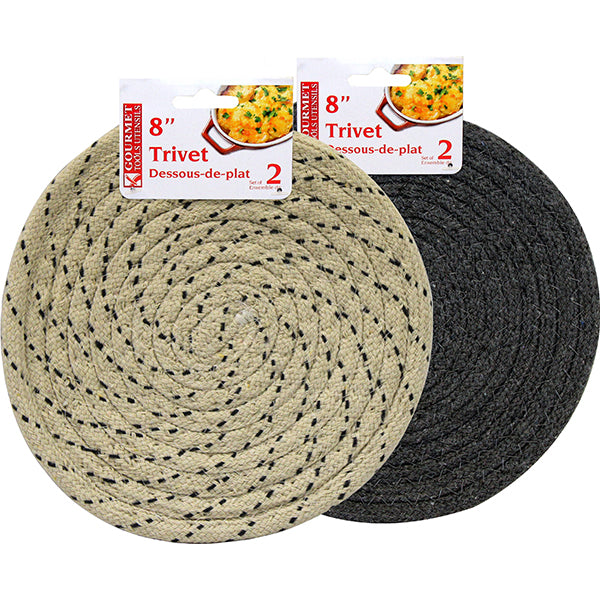 2PC 8" WOVEN TRIVET ASST COLOR