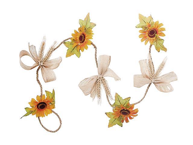 SUNFLOWER AND RIBBON ROPE GARLAND FALL