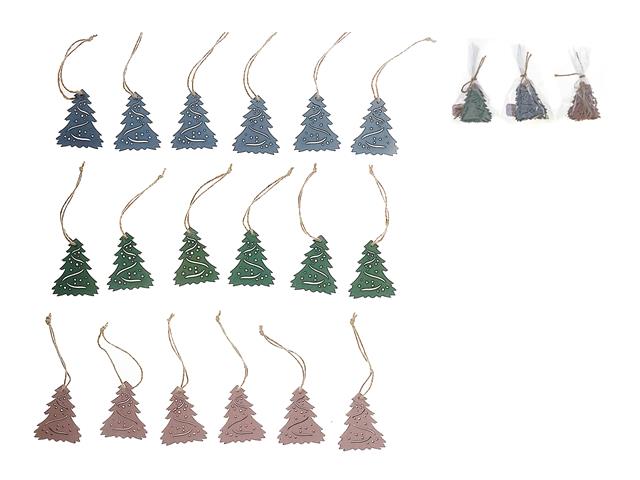 6PK WOOD TREE ORNAMENT
