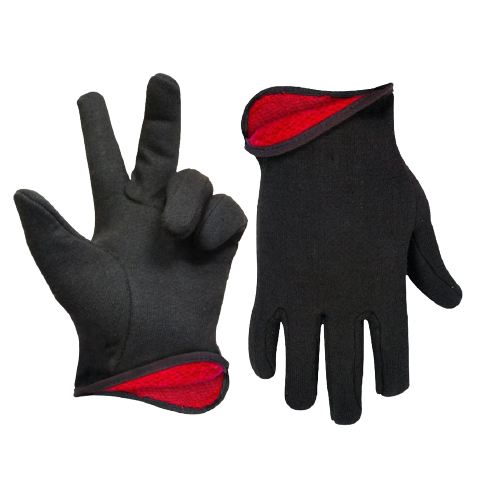 GLOVES JERSEY LINED BROWN/RED GLOVES SINGLE