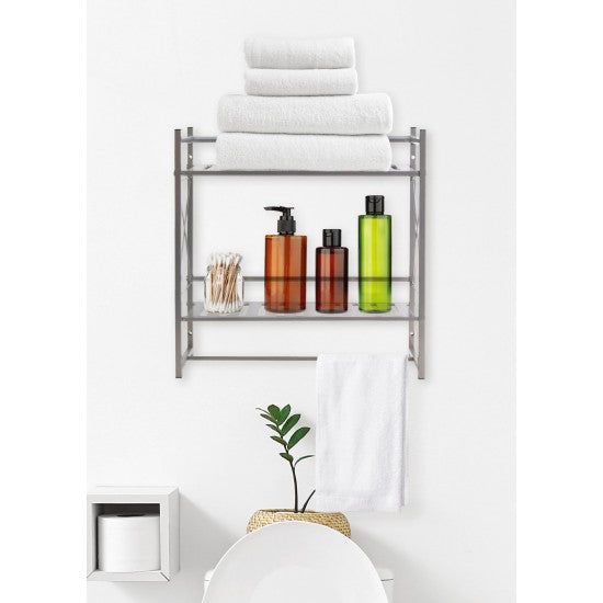 2 TIER WALL SHELF W/TOWEL BAR
