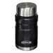 Black insulated bottle with silver lid on a white background