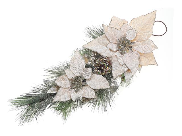 POINTSETTA  & PINECONE DOOR HANGER 24IN