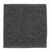 A dark gray rectangular towel with a textured, embossed spiral pattern and a solid border, shown flat against a white background.