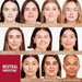 A shade chart showing multiple female model faces wearing neutral undertone lipstick shades, with text labels such as Fair Porcelain, True Ivory, Rose Vanilla, Vanilla, Soft Beige, True Beige, Golden Beige, Honey, Natural Beige, and Warm Cinnamon. A red block at lower left reads 'NEUTRAL UNDERTONE'.