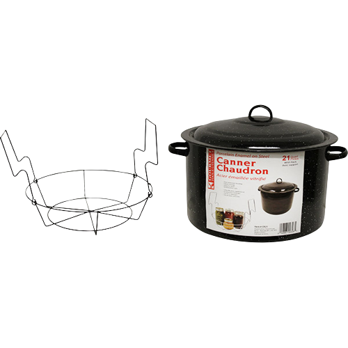 PORCELAIN ENAMEL ON STEEL CANNER WITH COVER  RACK 21 QUARTS