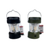 Two camping lanterns, one black and one green, on a white background.