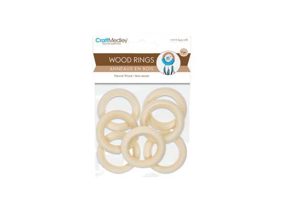 CRAFTWOOD: 45MM CRAFT RINGS - NATURAL - 7PCS