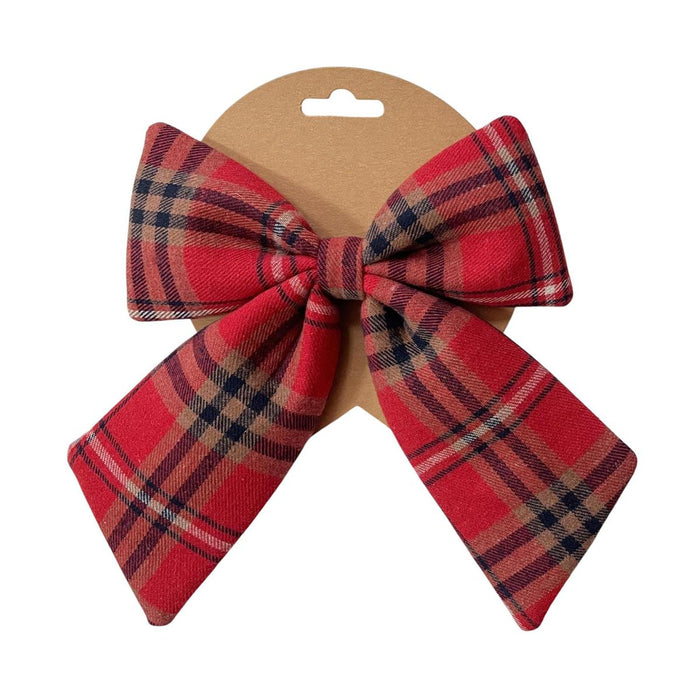 DECO N. CHRISTMAS RED RETRO PLAID BOW