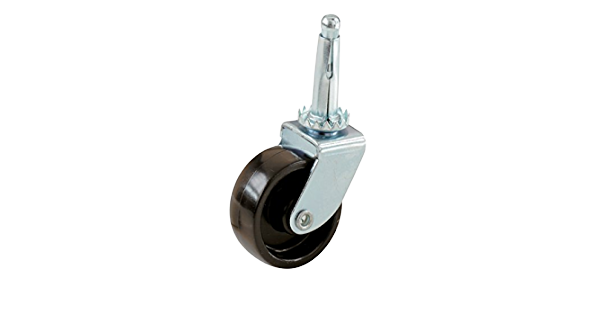 SWIVEL CASTER, 1-1/4 IN DIA WHEEL, PLASTIC WHEEL, BLACK, 40 LB