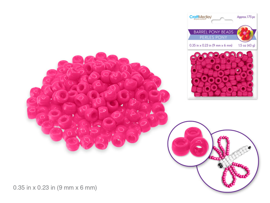BARREL PONY BEADS 9MMX6MM 175PC