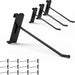 Set of black metal display hooks on a white background