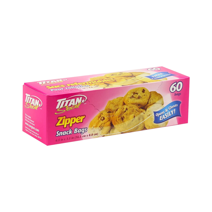 TITAN ZIPPER SNACK BAGS 60 PCS 6.5'' X 3.5''