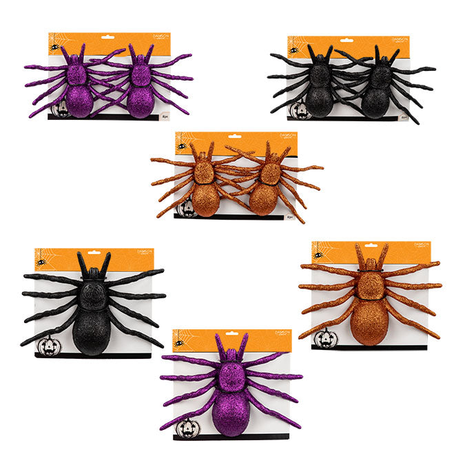 HALLOWEEN GLITTER SPIDERS 2 PK