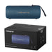 Blue Volkano Bluetooth wireless speaker with packaging on a white background