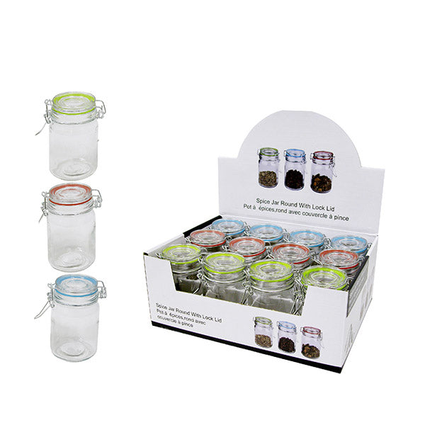 GLASS JAR ROUND CLAMP LID 300ML