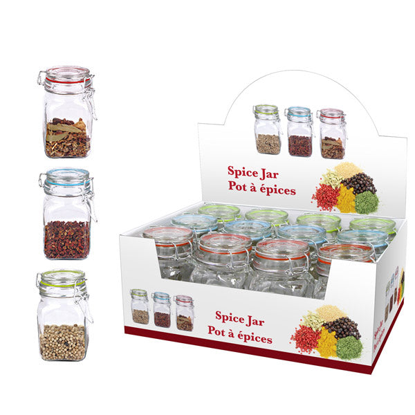 GLASS JAR SQUARE CLAMP LID 300ML