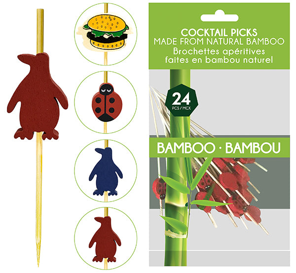 BAMBOO COCKTAIL PICKS 5'' 24 PCS