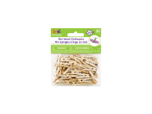 MINI WOOD CLOTHESPINS 45PC