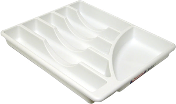 CUTLERY WHITE PLASTIC TRAY 6 COMPARTMENT