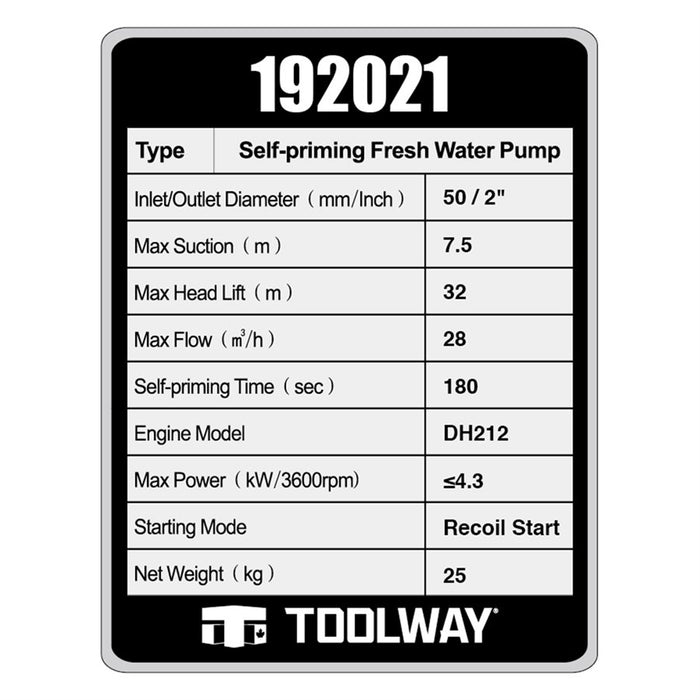 GASOLINE WATER PUMP 2IN