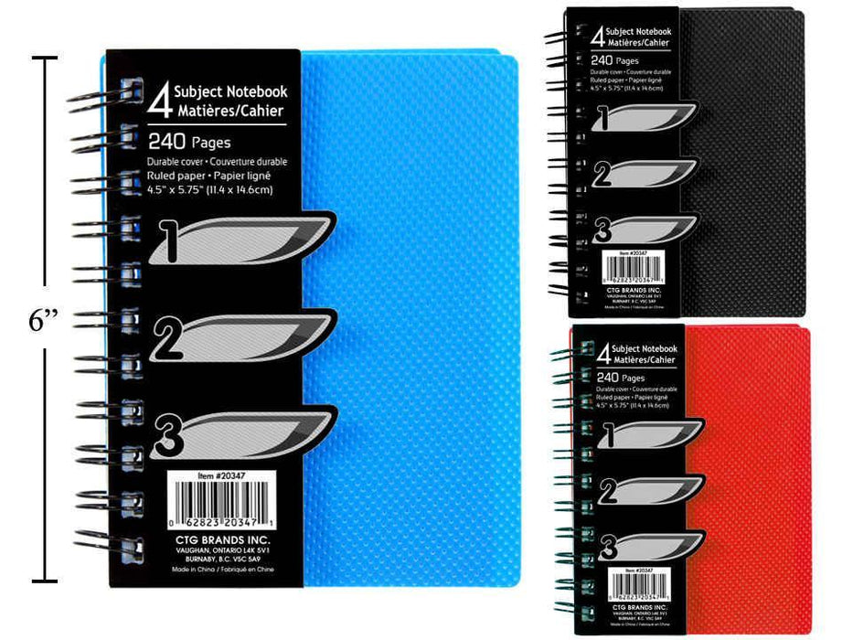 4 SUBJECT NOTEBOOK 240 RULED PAGES 4.5'' X 5.75''