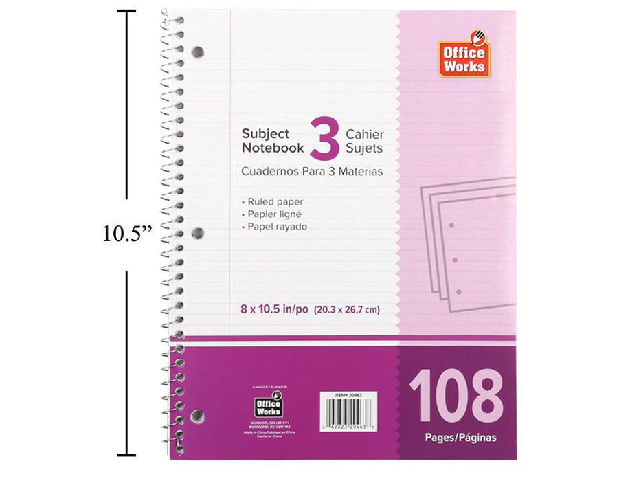 3 SUBJECT NOTEBOOK RULED PAPER 108 PAGES