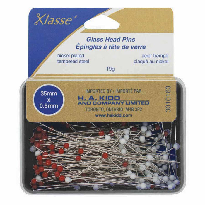 GLASS HEAD PINS - 175PCS