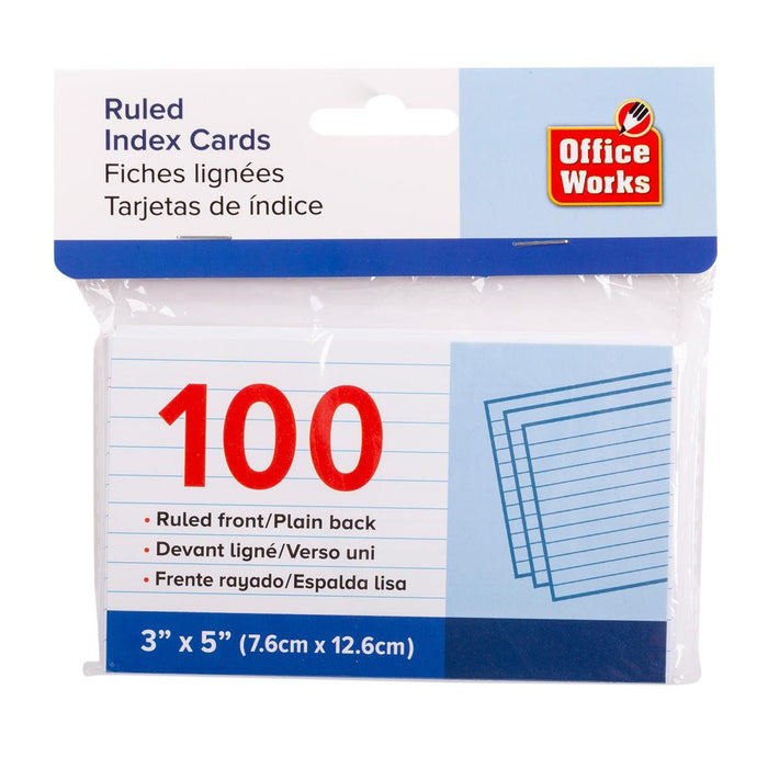 INDEX CARDS RULED FRONT 3'' X 5'' 100 PCS