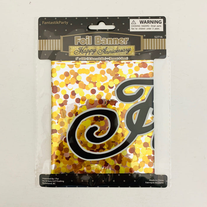HAPPY ANNIVERSARY 12 FT FOIL BANNER