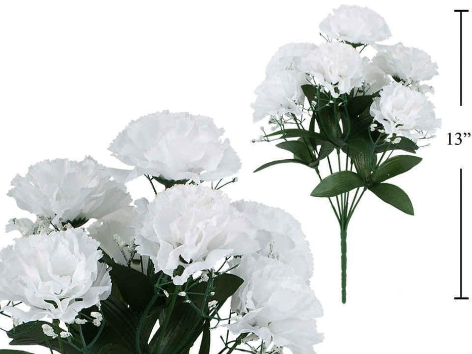 CARNATIONS WITH BABY BREATH - WHITE