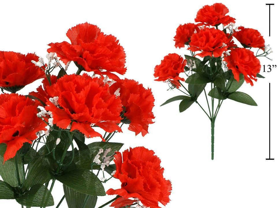 CARNATIONS WITH BABY BREATH - RED