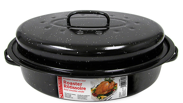 PORCELAIN ENAMEL ON STEEL ROASTER WITH COVER OVAL
