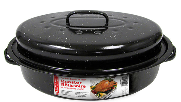 PORCELAIN ENAMEL ON STEEL ROASTER WITH COVER OVAL