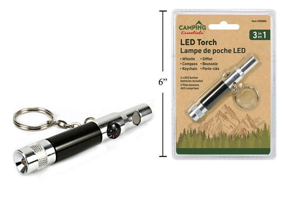 CAMPING 3-IN-1 LED TORCH W/WHISTLE,