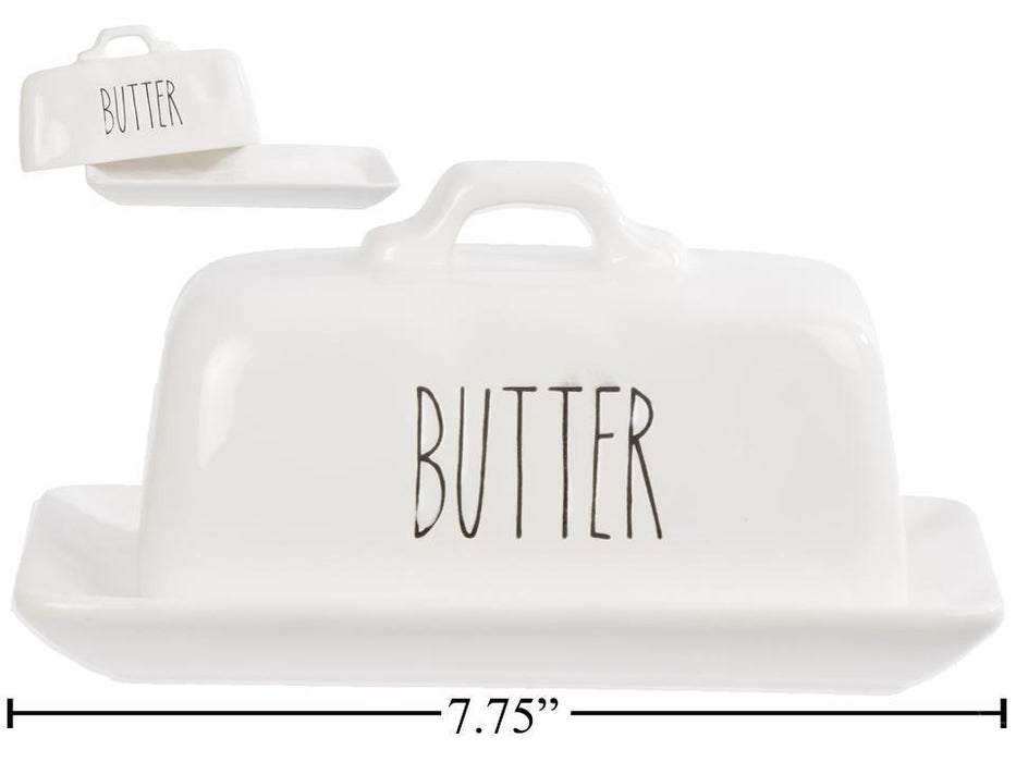 MODERN FARMHOUSE CERAMIC BUTTER DISH