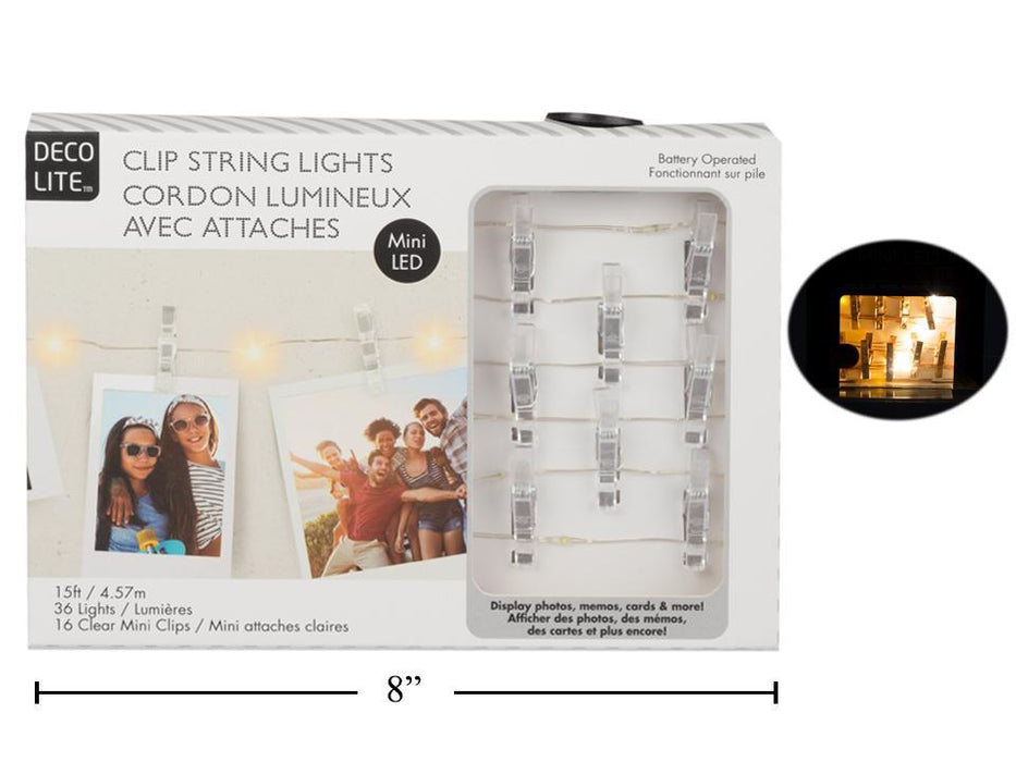 DECO LIGHT MINI LED CLIP STRING LIGHTS CLEAR, 16 CLIPS